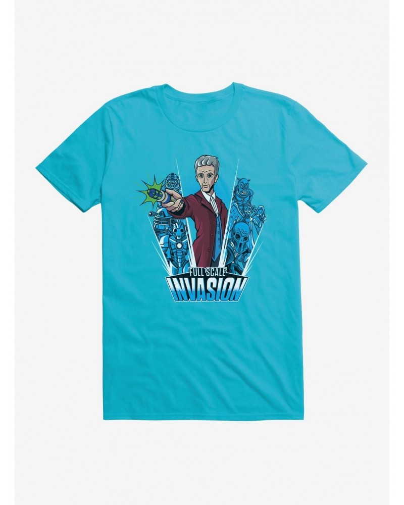 Doctor Who Twelfth Doctor Full Scale Invasion Cartoon T-Shirt $10.99 T-Shirts