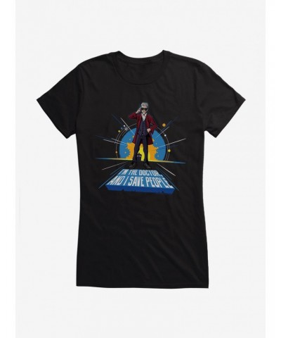 Doctor Who Twelfth Doctor I Save People Cartoon Girls T-Shirt $12.20 T-Shirts