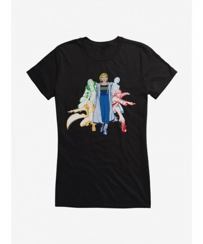 Doctor Who Thirteenth Doctor Jump Into Action Sketches Girls T-Shirt $12.20 T-Shirts