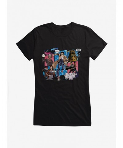 Doctor Who The Tenth Doctor Comic Strip Girls T-Shirt $10.71 T-Shirts