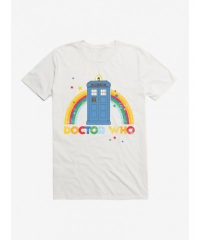 Doctor Who Thirteenth Doctor TARDIS Distressed Rainbow T-Shirt $8.84 T-Shirts