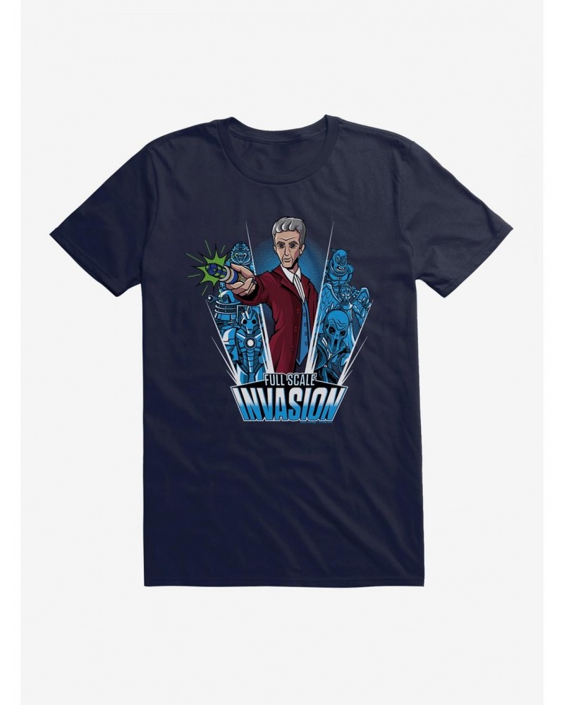 Doctor Who Twelfth Doctor Full Scale Invasion Cartoon T-Shirt $8.60 T-Shirts