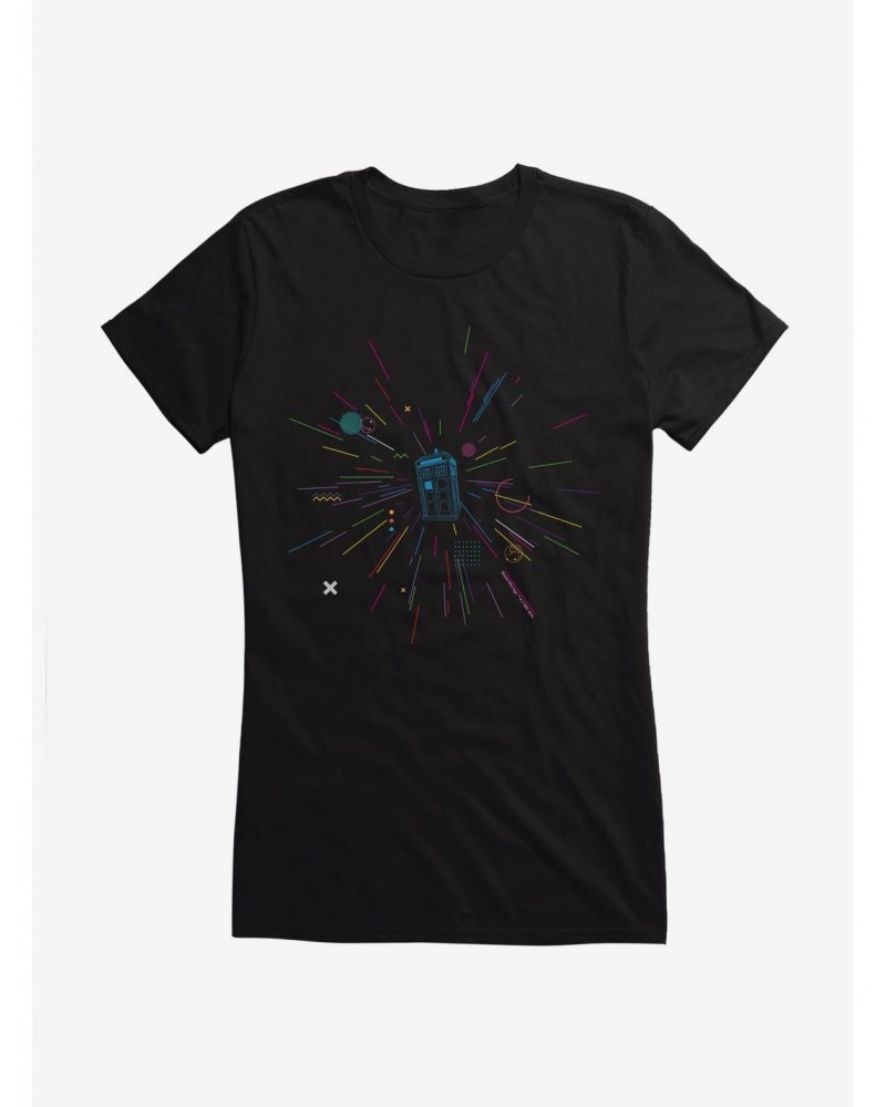 Doctor Who Thirteenth Doctor TARDIS Rainbow Of Explosion Girls T-Shirt $9.46 T-Shirts