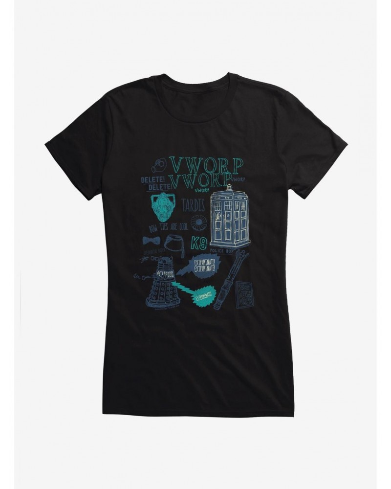 Doctor Who TARDIS Outlined Icons Girls T-Shirt $9.21 T-Shirts