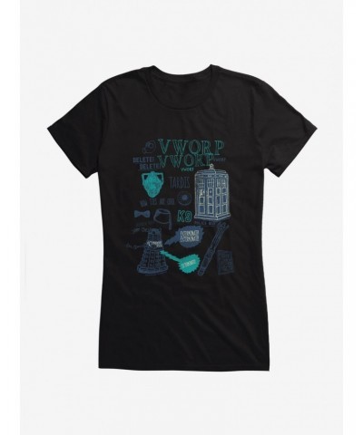 Doctor Who TARDIS Outlined Icons Girls T-Shirt $9.21 T-Shirts