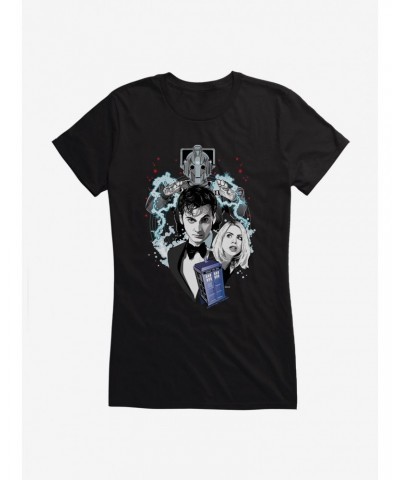 Doctor Who Tenth Doctor And Cybermen Girls T-Shirt $8.96 T-Shirts