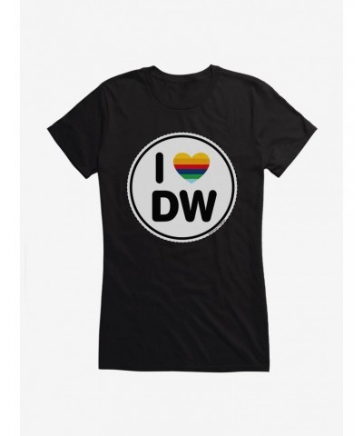 Doctor Who Thirteenth Doctor I Love DW Badge Girls T-Shirt $7.47 T-Shirts