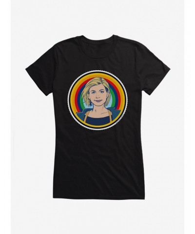 Doctor Who Thirteenth Doctor Rainbow Badge Girls T-Shirt $11.45 T-Shirts