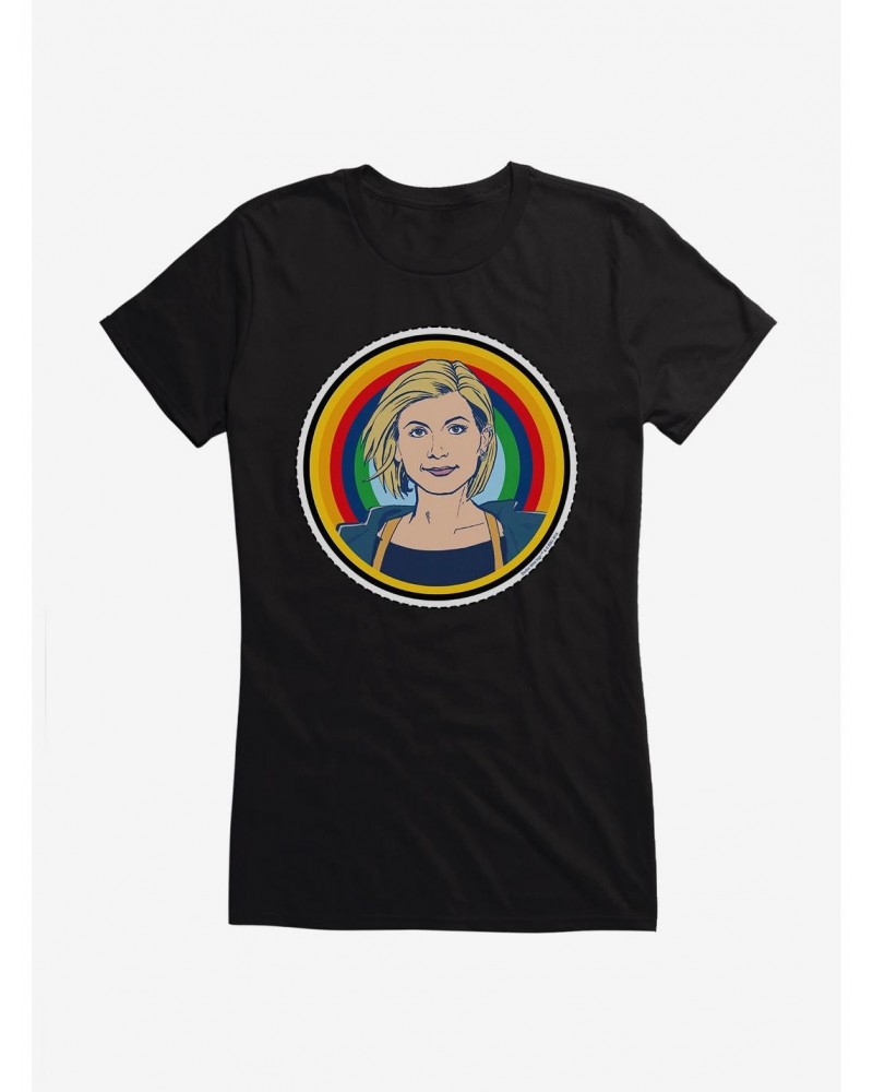 Doctor Who Thirteenth Doctor Rainbow Badge Girls T-Shirt $11.45 T-Shirts